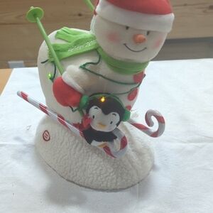 Hallmark Snowman and Penguin with Red and Green Accents